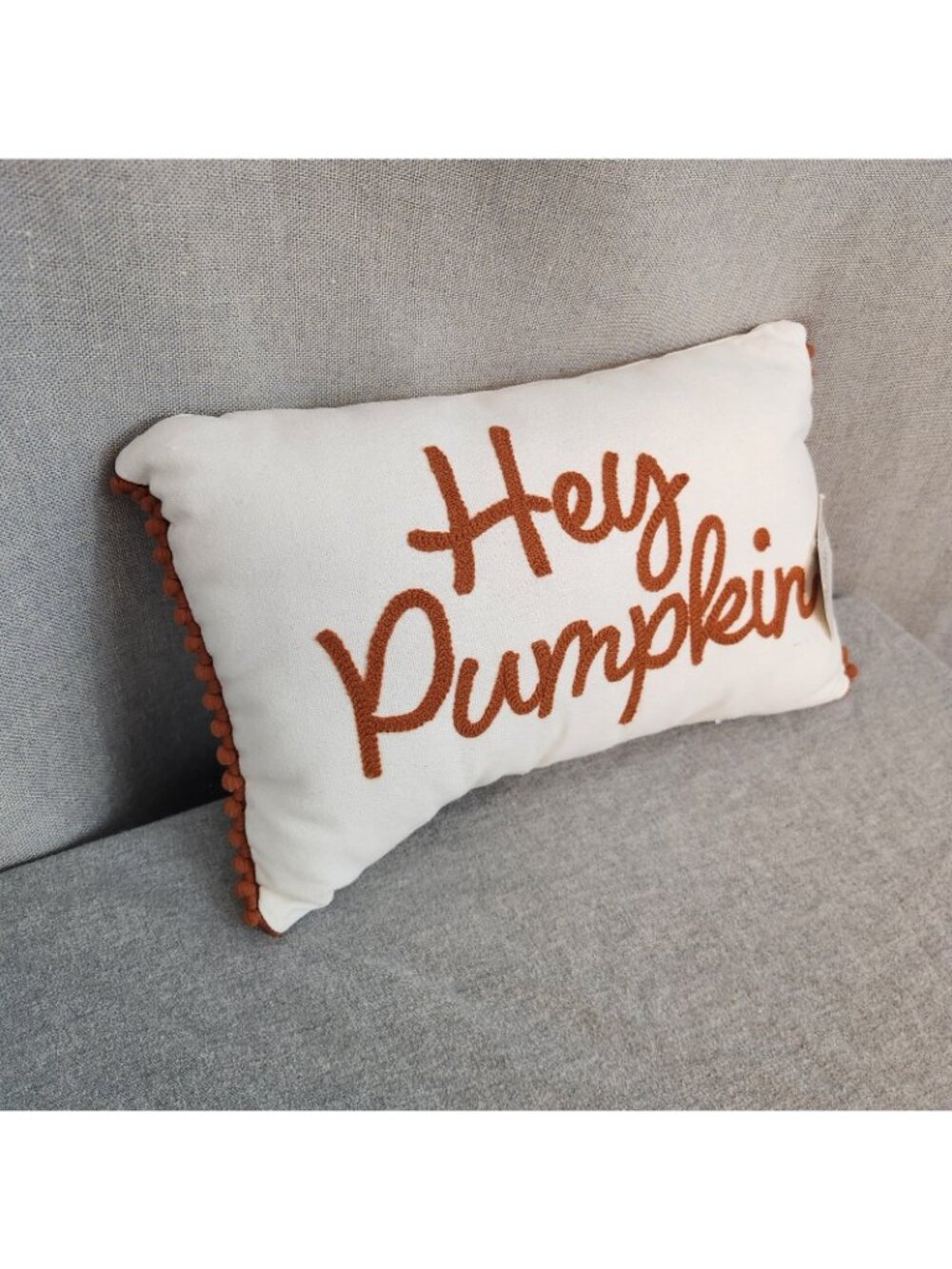 Hey Pumpkin Fall Autumn Decorative Pillow Home Decor Accent 14.5" x 9" x 4" New - Picture 2 of 6